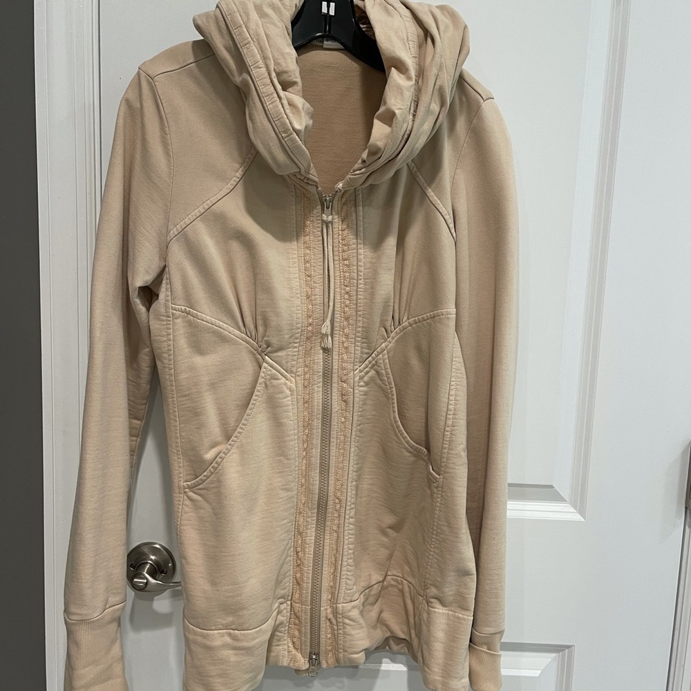 Prairie Underdog Hoodie Zip Sweatshirt Fit and Flare Cream Size L